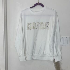 White Sweatshirt with Gold Lettering
